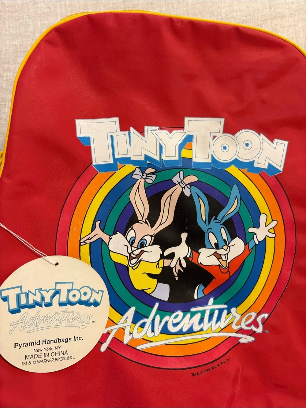 NWT Vintage 1989 Tiny Toon Adventures Buster & Babs Bunny Backpack